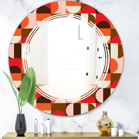 Retro Geometric Design II - Modern Round or Oval Wall Mirror - Triple C