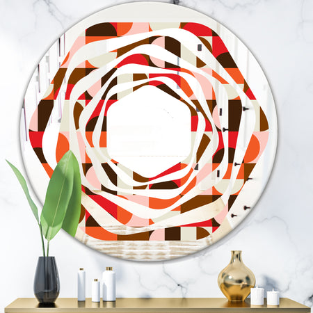 Retro Geometric Design II - Modern Round or Oval Wall Mirror - Whirl