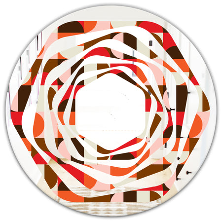 Retro Geometric Design II - Modern Round or Oval Wall Mirror - Whirl