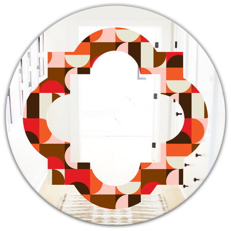 Retro Geometric Design II - Modern Round or Oval Wall Mirror - Quatrefoil