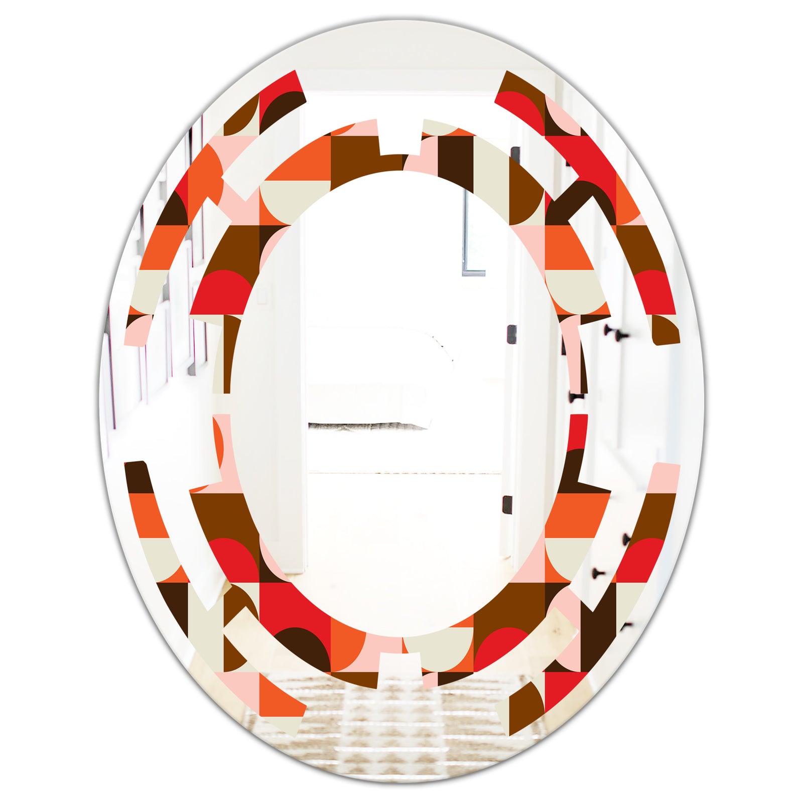 Retro Geometric Design II - Modern Round or Oval Wall Mirror - Space