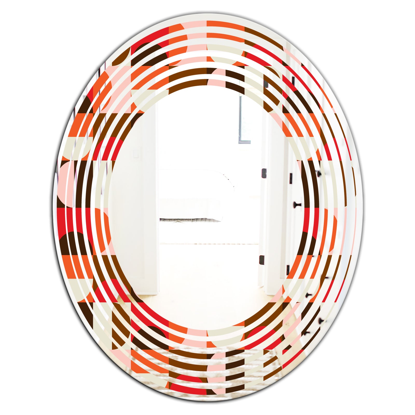 Retro Geometric Design II - Modern Round or Oval Wall Mirror - Wave