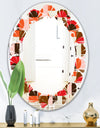 Retro Geometric Design II - Modern Round or Oval Wall Mirror - Leaves