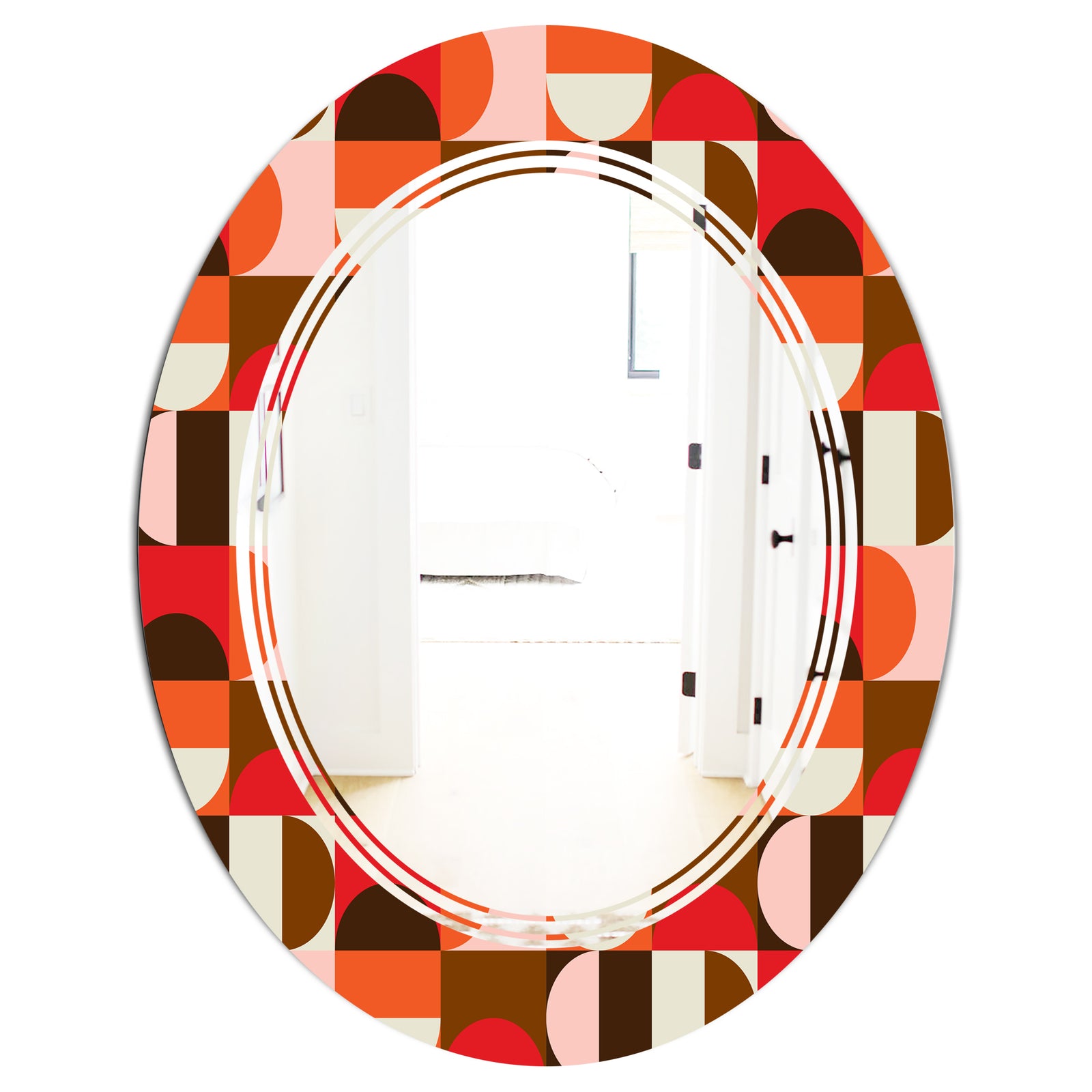 Retro Geometric Design II - Modern Round or Oval Wall Mirror - Triple C
