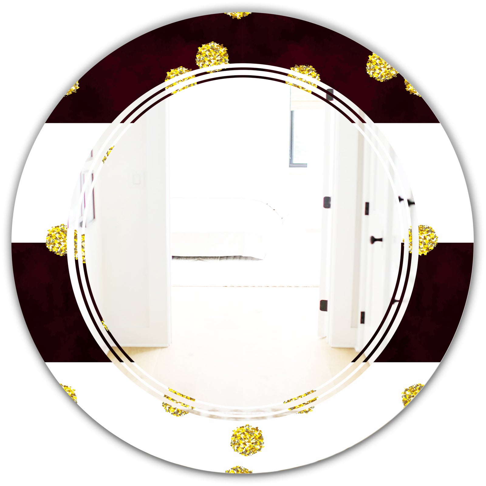 Gold Polka Dot Pattern I - Modern Round or Oval Wall Mirror - Triple C