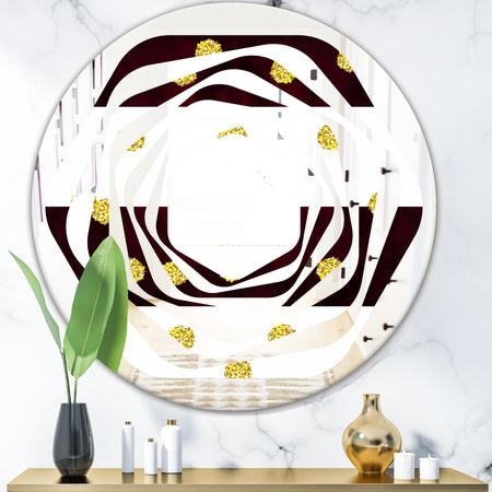 Gold Polka Dot Pattern I - Modern Round or Oval Wall Mirror - Whirl