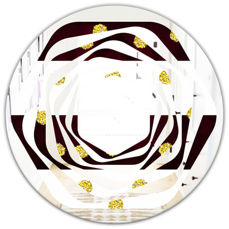 Gold Polka Dot Pattern I - Modern Round or Oval Wall Mirror - Whirl
