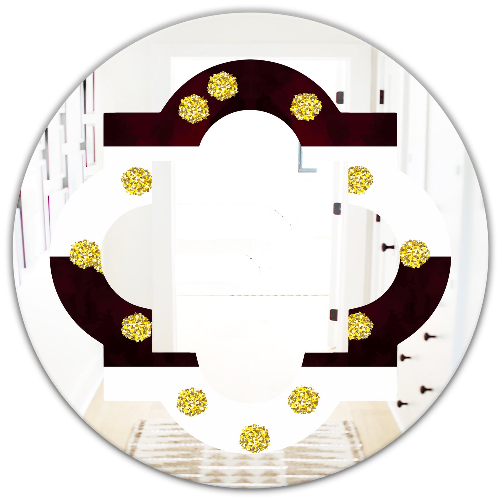 Gold Polka Dot Pattern I - Modern Round or Oval Wall Mirror - Quatrefoil