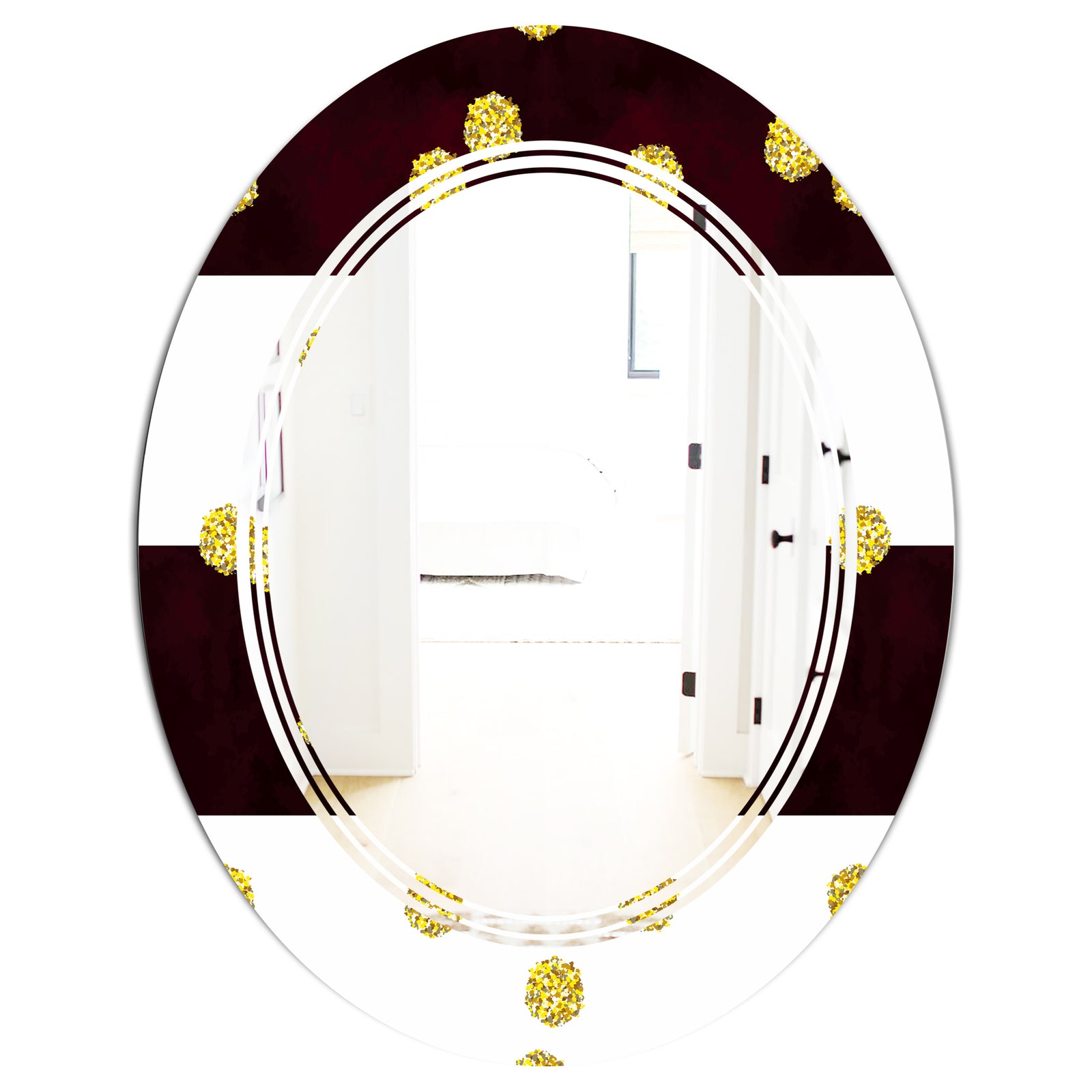 Gold Polka Dot Pattern I - Modern Round or Oval Wall Mirror - Triple C