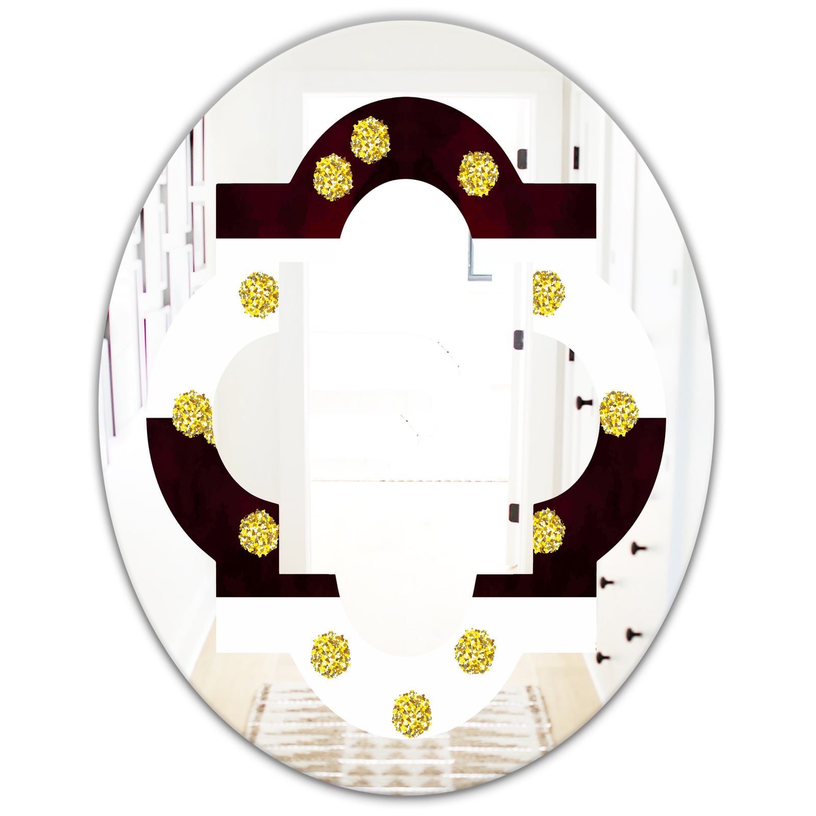 Gold Polka Dot Pattern I - Modern Round or Oval Wall Mirror - Quatrefoil