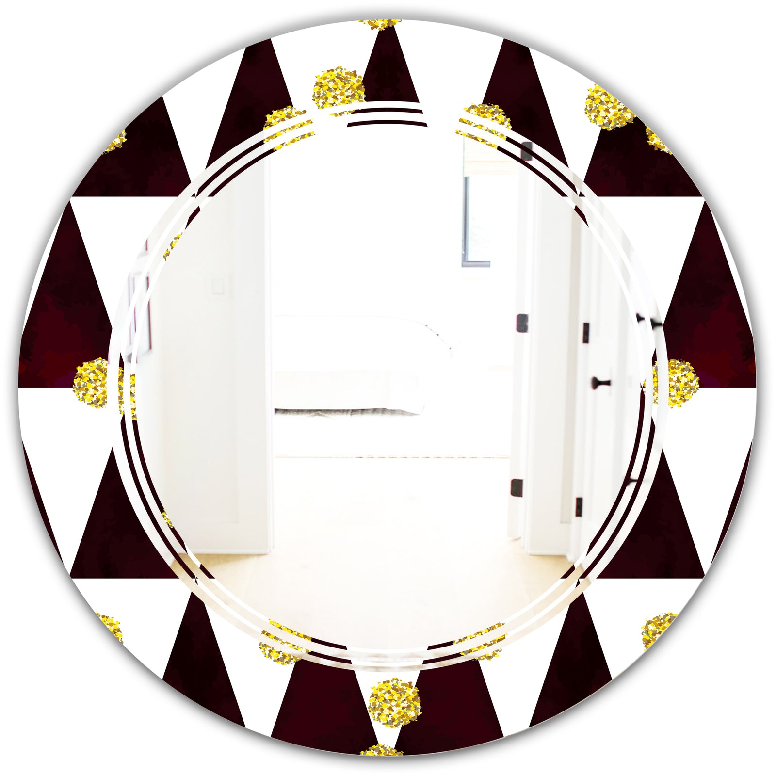 Gold Polka Dot Pattern II - Modern Round or Oval Wall Mirror - Triple C