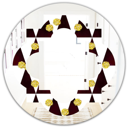 Gold Polka Dot Pattern II - Modern Round or Oval Wall Mirror - Quatrefoil