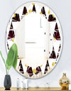 Gold Polka Dot Pattern II - Modern Round or Oval Wall Mirror - Leaves