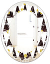 Gold Polka Dot Pattern II - Modern Round or Oval Wall Mirror - Leaves