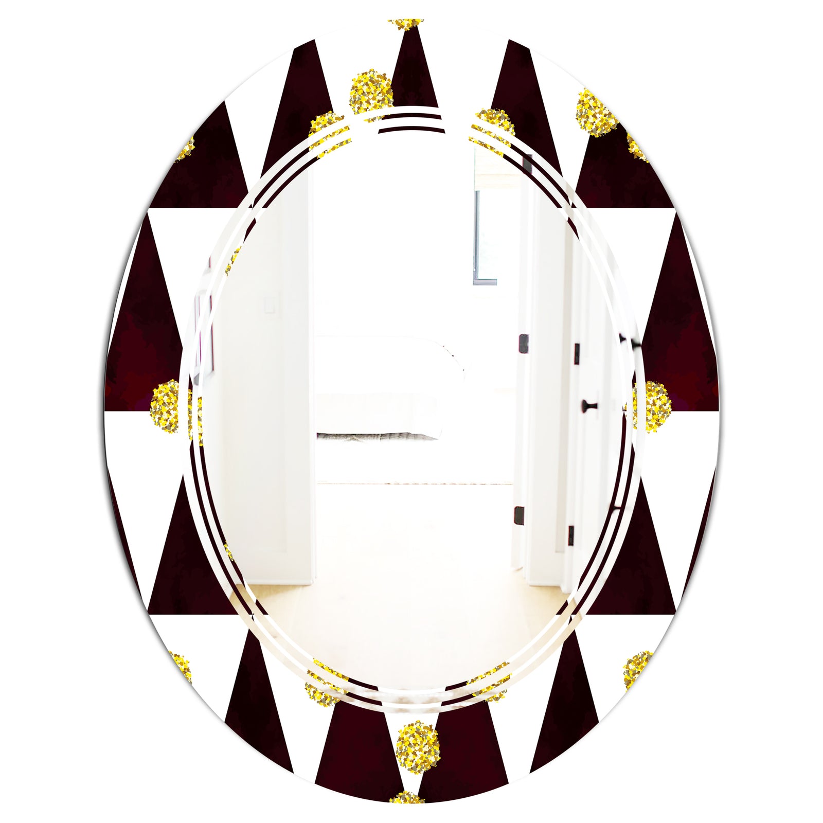 Gold Polka Dot Pattern II - Modern Round or Oval Wall Mirror - Triple C