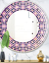Retro Circular Purple and Yellow Pattern - Modern Round or Oval Wall Mirror - Wave