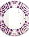 Retro Circular Purple and Yellow Pattern - Modern Round or Oval Wall Mirror - Wave