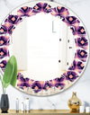 Retro Circular Purple and Yellow Pattern - Modern Round or Oval Wall Mirror - Leaves