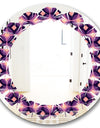 Retro Circular Purple and Yellow Pattern - Modern Round or Oval Wall Mirror - Leaves