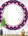 Retro Circular Purple and Yellow Pattern - Modern Round or Oval Wall Mirror - Triple C
