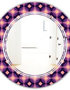 Retro Circular Purple and Yellow Pattern - Modern Round or Oval Wall Mirror - Triple C