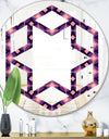 Retro Circular Purple and Yellow Pattern - Modern Round or Oval Wall Mirror - Hexagon Star