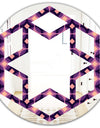 Retro Circular Purple and Yellow Pattern - Modern Round or Oval Wall Mirror - Hexagon Star