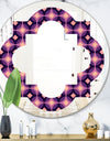 Retro Circular Purple and Yellow Pattern - Modern Round or Oval Wall Mirror - Quatrefoil