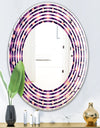 Retro Circular Purple and Yellow Pattern - Modern Round or Oval Wall Mirror - Wave