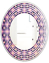 Retro Circular Purple and Yellow Pattern - Modern Round or Oval Wall Mirror - Wave