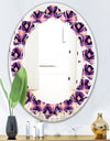 Retro Circular Purple and Yellow Pattern - Modern Round or Oval Wall Mirror - Leaves