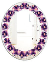 Retro Circular Purple and Yellow Pattern - Modern Round or Oval Wall Mirror - Leaves