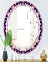 Retro Circular Purple and Yellow Pattern - Modern Round or Oval Wall Mirror - Triple C