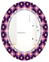 Retro Circular Purple and Yellow Pattern - Modern Round or Oval Wall Mirror - Triple C