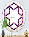 Retro Circular Purple and Yellow Pattern - Modern Round or Oval Wall Mirror - Hexagon Star