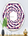 Retro Circular Purple and Yellow Pattern - Modern Round or Oval Wall Mirror - Whirl