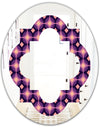 Retro Circular Purple and Yellow Pattern - Modern Round or Oval Wall Mirror - Quatrefoil