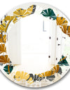 Golden Foliage V - Modern Round or Oval Wall Mirror - Leaves