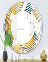 Golden Foliage V - Modern Round or Oval Wall Mirror - Wave