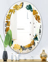 Golden Foliage V - Modern Round or Oval Wall Mirror - Leaves