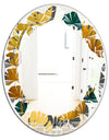 Golden Foliage V - Modern Round or Oval Wall Mirror - Leaves