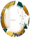 Golden Foliage V - Modern Round or Oval Wall Mirror - Triple C