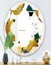 Golden Foliage V - Modern Round or Oval Wall Mirror - Quatrefoil