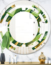 Triangular Gold and Green Design I - Modern Round or Oval Wall Mirror - Space