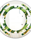Triangular Gold and Green Design I - Modern Round or Oval Wall Mirror - Space