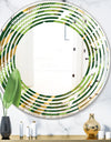 Triangular Gold and Green Design I - Modern Round or Oval Wall Mirror - Wave