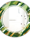 Triangular Gold and Green Design I - Modern Round or Oval Wall Mirror - Triple C