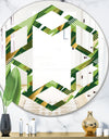 Triangular Gold and Green Design I - Modern Round or Oval Wall Mirror - Hexagon Star