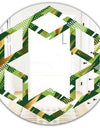 Triangular Gold and Green Design I - Modern Round or Oval Wall Mirror - Hexagon Star