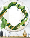 Triangular Gold and Green Design I - Modern Round or Oval Wall Mirror - Quatrefoil
